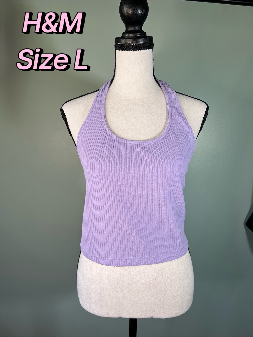 H&M Purple Ribbed Halter Tank Top - Size L